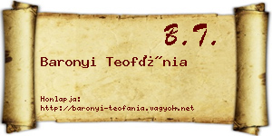 Baronyi Teofánia névjegykártya