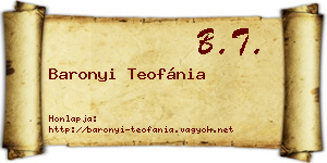 Baronyi Teofánia névjegykártya